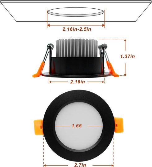 YGS-Tech 2 Inch Dimmable LED Recessed Lighting Downlight, 3W (35W Halogen Equivalent), 3000K Warm White Ceiling Light