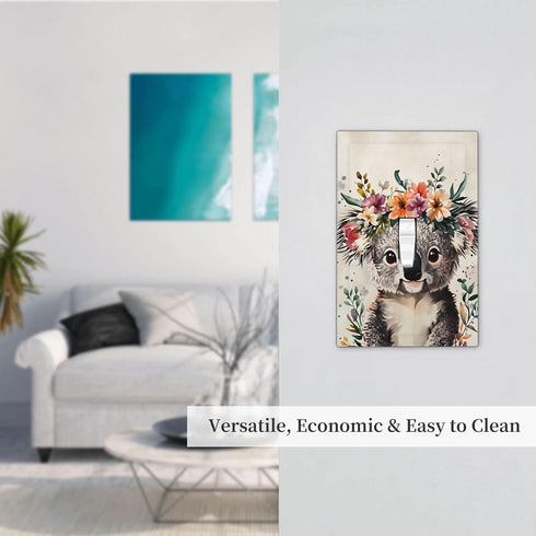 haigof 1 3 5 Inch Lovely Koala Portrait Light Switch Cover Wall Plate Gang Single Plates Print Faceplate Home Decor X