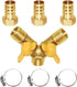 Joywayus 3 Way Shut Off Ball Valve, 3/4" Hose Barb Y Shaped Brass Fitting with 2 Switch