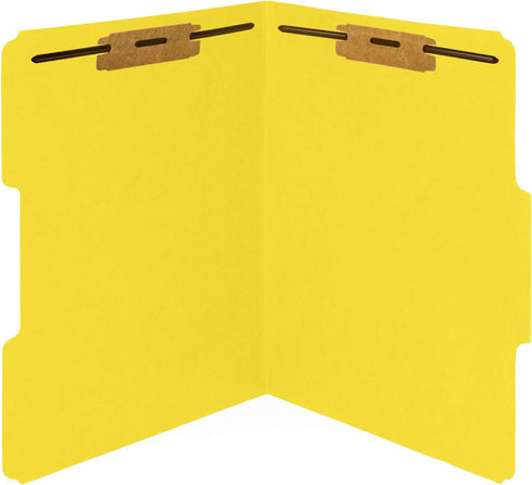 50 1/3 2 50 Pack Yellow Fastener File Folders - Cut Reinforced Tab - Durable Prongs Bonded Fastener Designed