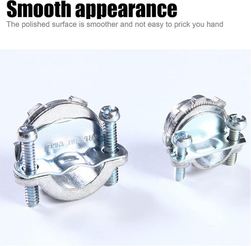 10pcs 3/4Inch Clamp Type Cable Connectors for Metallic Conduit, Protect Cables Silver