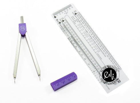 EMI Basix EKG ECG Caliper and Reference Ruler Combination Set EKR-203 – Chrome-Plated Pocket Size Tool with 7in Radius