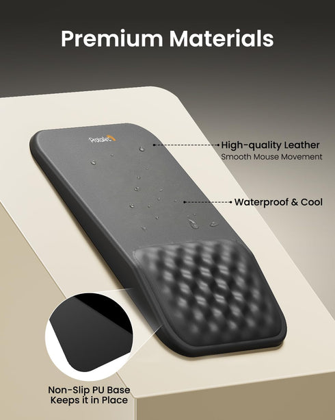 ProtoArc MP50 12x8 Inches, Ergonomic Mouse Pad with Wrist Rest, PU Leather Mousepad with Massage Design, Soft Memory