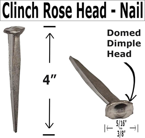 4- CLINCH 4 ROSE HEAD Nails - Metallic Color - Antique rustic restoration accent nails for hanging, furniture, cabins