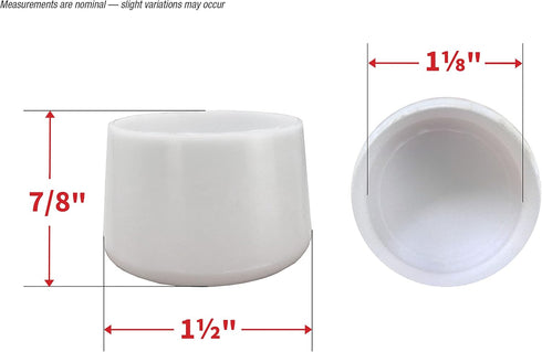 1-1/8" Set 4, Shepherd Round Noise-Reducing Plastic Slip-On Chair Leg Tips, Nonslip Protective Furniture Leg Caps