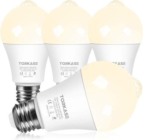 Torkase Motion Sensor Light Bulbs, 13W (100Watt Equivalent), Motion Activated Dusk to