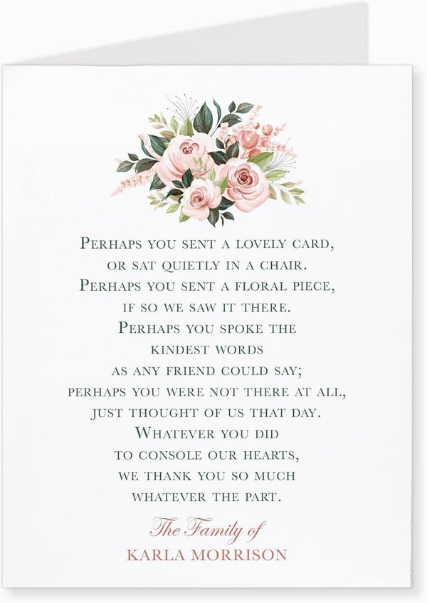 Sympathy Acknowledgement Cards with Envelopes, 5.5x4.25 Personalized Funeral Thank You Cards with