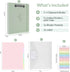 SKYDUE 3 Ring Binder with Clipboard, 1 Inch Linen Binder for 3 Hole Punch Letter Size Paper with 5 Dividers (Olive