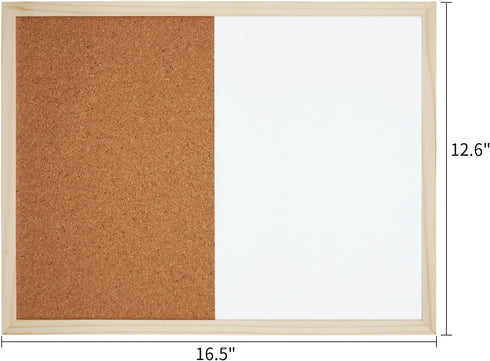 GDMINLO 16.5"x12.6" Dry Erase Cork Board, Bulletin Combination Board, Wall Mounted Memo Board for Home, School, Office