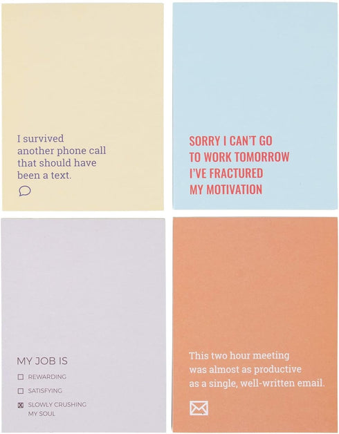 Juvale 8 Pack Funny Notepads with Sarcastic Sayings, Demotivational Notebooks for Office, 4 Designs, 4.25 x 5.5 Inches