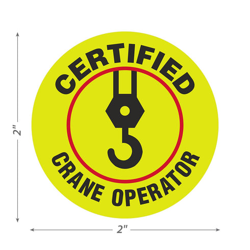 SmartSign Certified Crane Operator Hard Hat Labels, Pack of 5, Retro-Reflective, 2" Circle