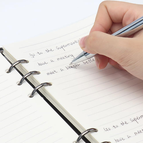 Clear A5 Refillable Notebook Binder - 90 Sheets Lined Paper, Black 6-Ring Soft Transparent PVC Binder Cover Protector