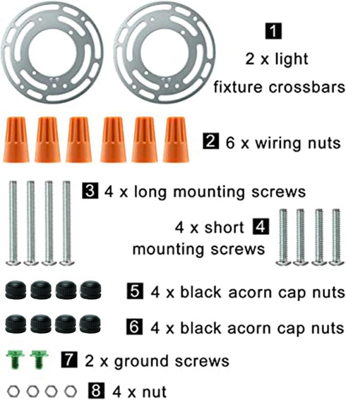 2 Pack Universal Light Fixture Mounting Bracket, 4 Inches Diameter Steel Round Crossbar with Screws and Nuts