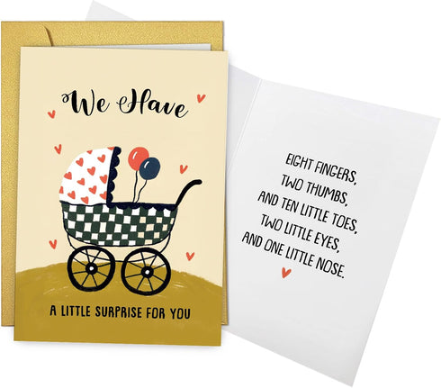 Qiliji Pregnancy Announcement Card, New Baby Announcement Card, Pregnancy Reveal Cards for Family
