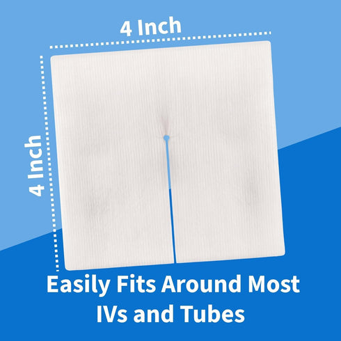 4" 4" 6-Ply (Pack 250) Vakly Sterile Split Gauze x of Absorbent Non-Woven Drain Sponges with Precut Slit for IV