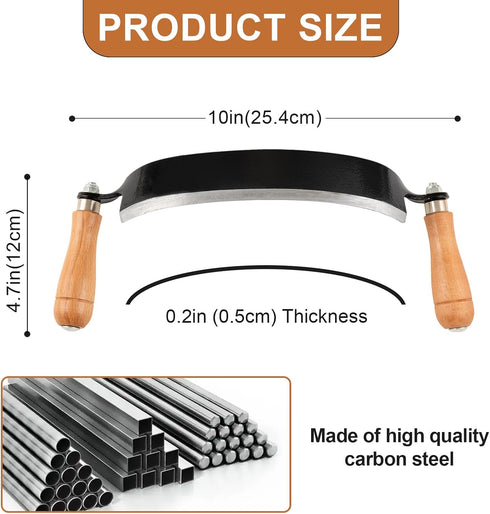 Kimting Honghui 10 Inch Curved Draw Knife Woodworking Debarking Tool Felled Shave Knife Bark Knives with Carbon Steel