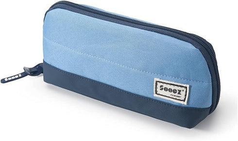 Sooez Wide-Opening Pencil Pen Case, Aesthetic Blue Pencil Pouch, Lightweight & Spacious Zipper Stationery Bag for