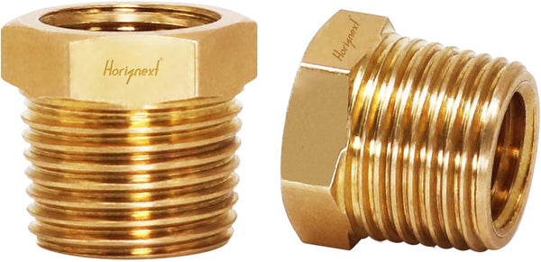 NPT 1/4 Female to NPT 3/8 Male Thread Adapter, Brass Reducer for Garden PVC Hose, Air, Gas, Fuel Line (2 pcs)