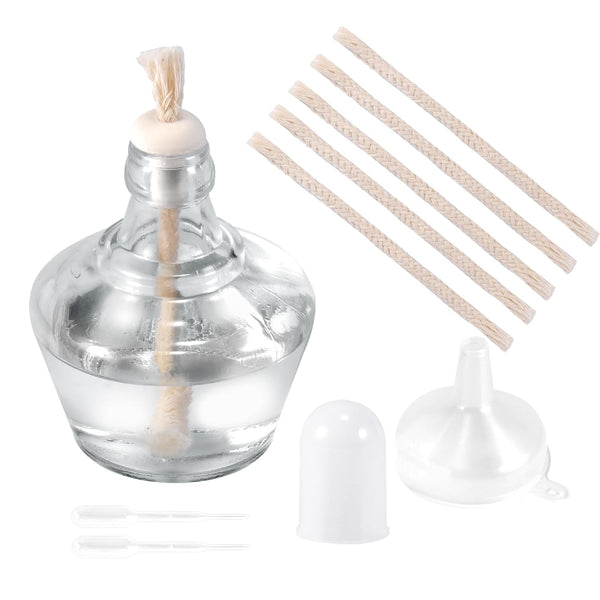 Annhua Alcohol Lamp Burner, 150ML Glass Bunsen Burner Lab Equipment with 5 Replacement Wicks, 2 Droppers, and Funnel