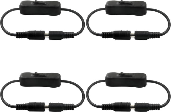 BokWin 4 Pack DC 12V Inline On/Off Switch with 5.5x2.1mm Male to Female