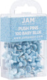 JAM PAPER Colorful Push Pins, Baby Blue Pushpins, 100/Pack