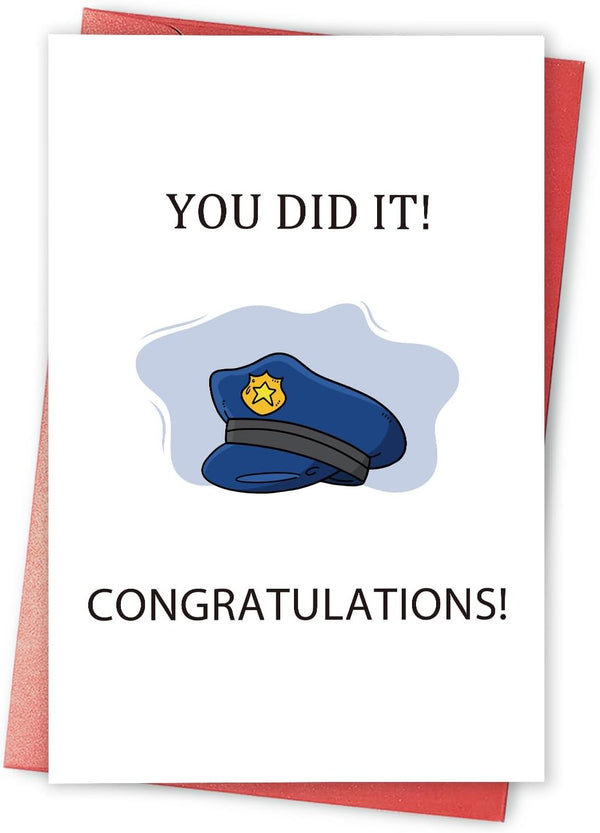 Qiavor Police Academy Graduation Card, You Did It Police Card, Police Promotion Card,
