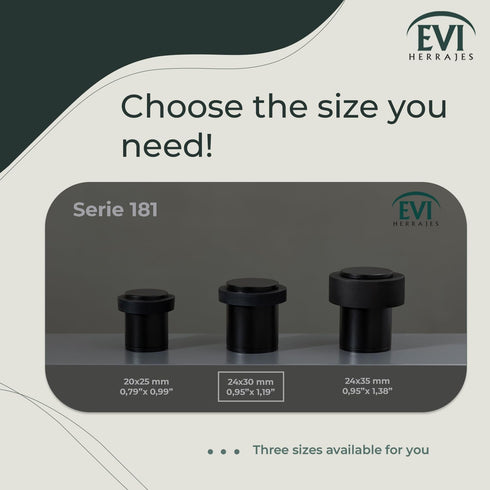 EVI Pack of 2 Door Stoppers | Black Stainless Steel Stopper - Screw Fastening with Black Rubber Protector