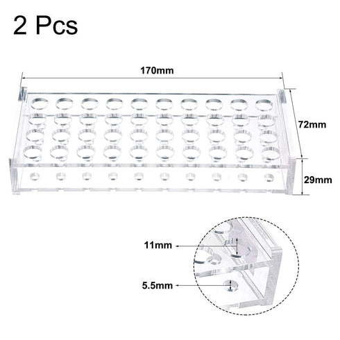 uxcell Lab Stand Acrylic Test Tube Rack Holder, 40-Well Clear for 0.2ml, 10ml (2Pcs)
