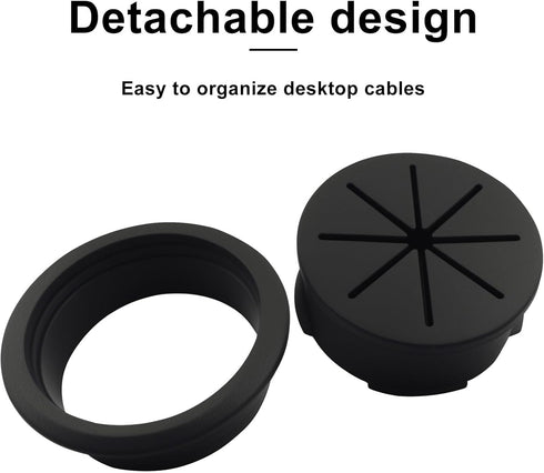 Jiozermi 4 2 Inch Grommet, Grommet Pcs Black Desk Plastic Desk Hole Cover for Cables, Wire Cable Cord Organizer