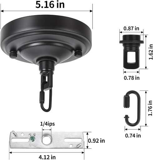 5-1/8 Inch 6 Upgraded Version Light Canopy Kit, Iron Ceiling Canopy Kit for Pendant Light, Ceiling Plate for Chandelier