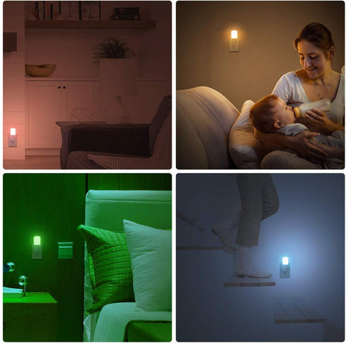 Dimmable 2Pack L LOHAS LED Kids Night Lights Plug in, RGB Color Changing Plug into Wall Lights Remote, Rainbow Girls