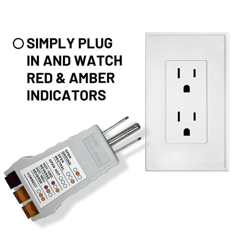 SK300 Outlet Circuit Testers, 3-Wire Receptacle for 125VAC Circuits, Detect Improper Wiring Conditions