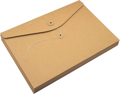 Funny Live 10 Pcs A4 Kraft String Envelope File Folders Organizer for Projects, Contracts, Bills, Office Supplies