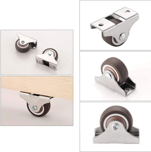 ZX@Casters 1 Inch 4 Packs, Silent Caster Rubber Directional Wheel | Suitable for Small Bed Bottom Tatami Drawer Pulley