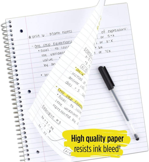 Five Star Spiral Notebooks, 5 Subject, Wide Ruled, 200 Sheets, 2 Pack, Black, Blue