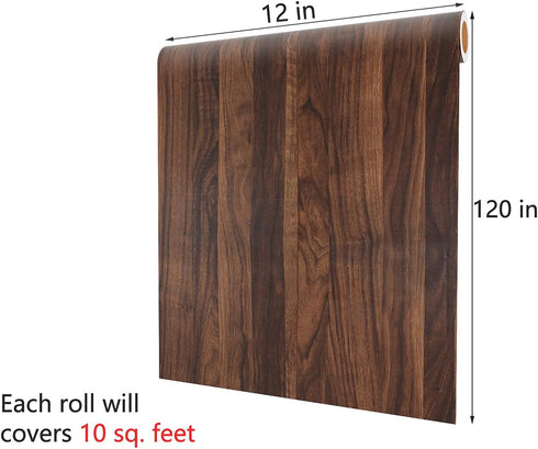 Decotalk Wood Grain Contact Paper, Walnut Wood Peel and Stick Wallpaper, Dark Brown Vinyl for Cabinets