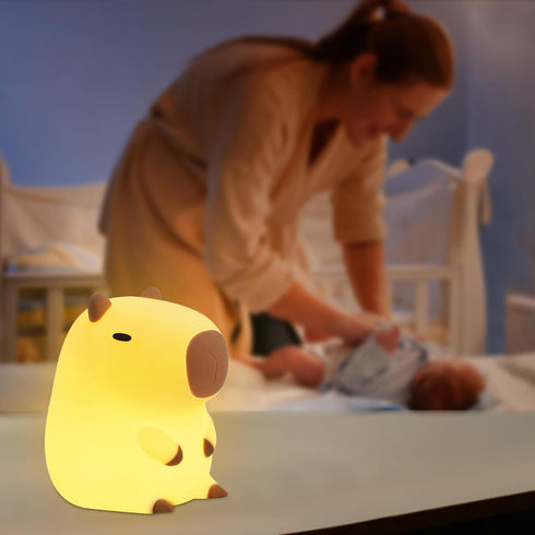 YuanDian Capybara Night Light - Adorable Silicone Lamp for Kids, Babies, Adults | Cute Capybara Gift, Nursery Bedroom