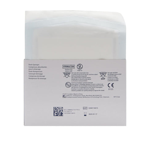 Covidien 6242P Dermacea Drain Sponge, Sterile 2's in Peel-Back Package, 4" x 4", 6-ply (Pack of 50)