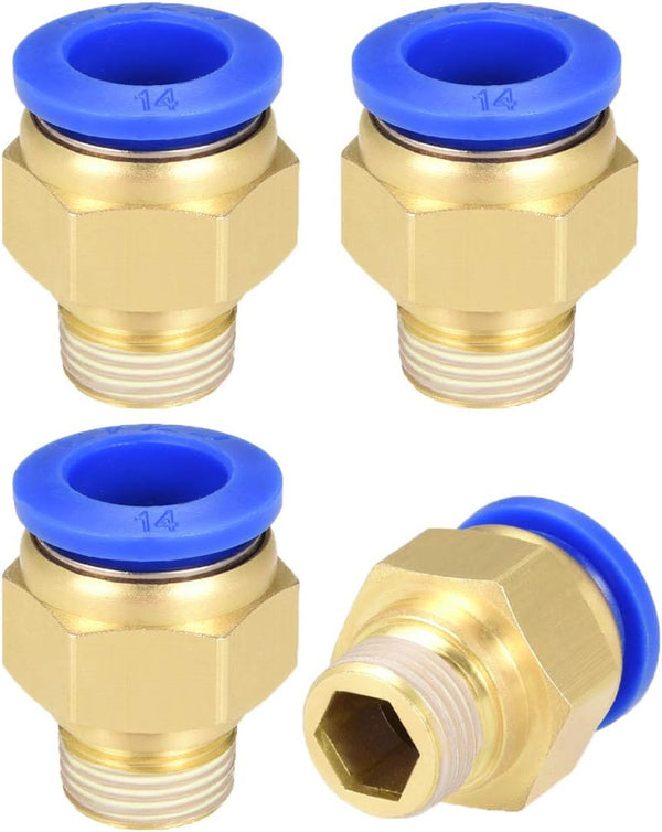 uxcell Straight Pneumatic Push to Quick Connect Fittings G3/8 Male x 14mm Tube OD 4pcs