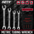 SEDY 4-Piece Flare Nut Wrench Set, Offset End Spanner Metric 9 10 11 12 13 14 15 17mm, CR-V Steel Storage Pouch Repair and Remove Nuts on Fuel Tube Hose Transmission Line by SEDY