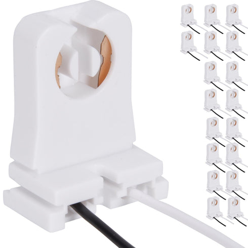 JACKYLED Non-Shunted Turn-Type T8 Lamp Holder UL Socket Tombstone with 10 Inches Wires Attached (18-Pack)