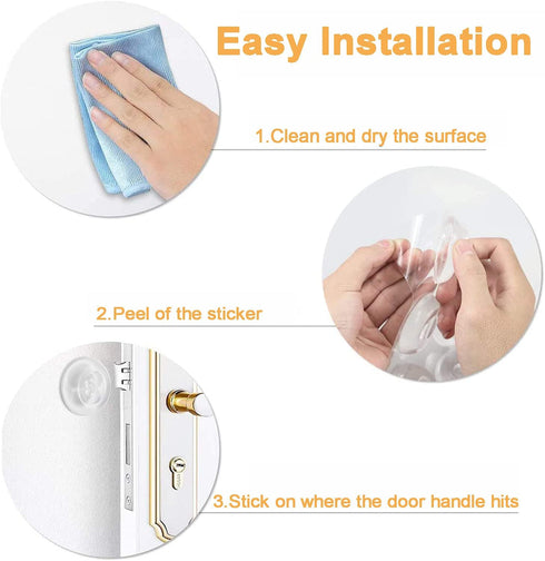 Door Stopper Wall Protector, Reusable Rubber Door Stops, Adhesive Bumper Protector for Door Knobs (Clear, 4 Pcs)