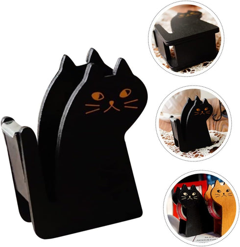 EXCEART 2pcs Cat Tape Holder, Packing Tape Roller Dispenser for Office Desk Wood Holder
