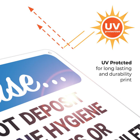 10x7 Inches, 55 Please Do Not Deposit Feminine Hygiene Products Or Baby Wipes in Toilet Sign, mil Thick HDPS (high