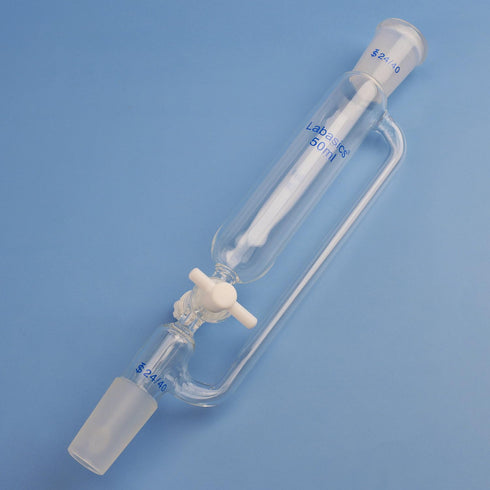50ml Pressure Equalizing Addition Funnel, Borosilicate Glass Dropping Funnel 24/40 Joint with PTFE Stopcock for Lab
