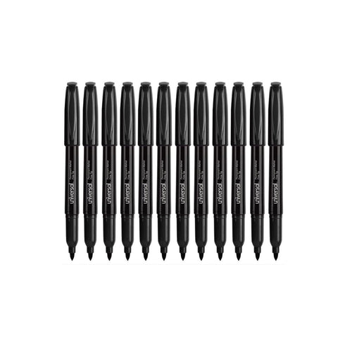 Universal Pen Style Permanent Markers, Fine Point, Black, Dozen for Office and Home Use