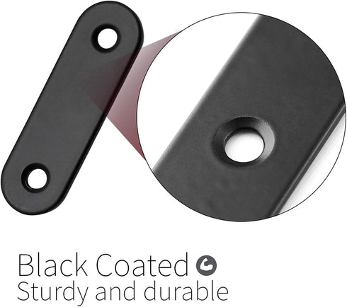 12 Pcs Straight Brace - Flat Brace 2” x 0.6” Stainless Steel Bracket for Wood, Furniture & Shelves, Matte Black