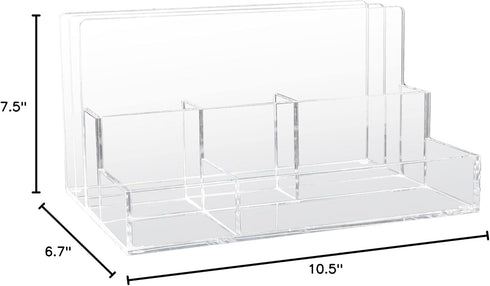 Kantek Acrylic File Sorter, Desk Organizer, 10.5-Inch Wide x 7.5-Inch Deep x 6.7-Inch High, Clear (AD245)