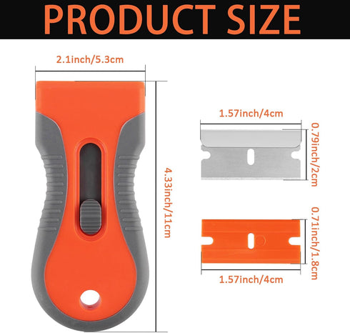 YOLCAR 2 Pack 100 Blade Scraper with Extra Blades, Retractable Razor Scraper Tool, Cleaning Tool for Removing Labels