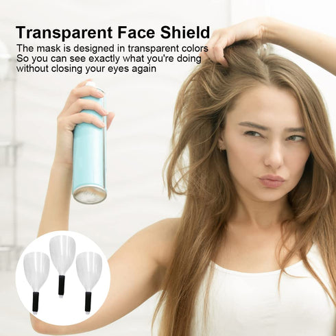 3-Pack Barber Salon Face Mask, Plastic Hairdressing Shield with Sponge Handle, Reusable Hairspray Shield Haircut Cover
